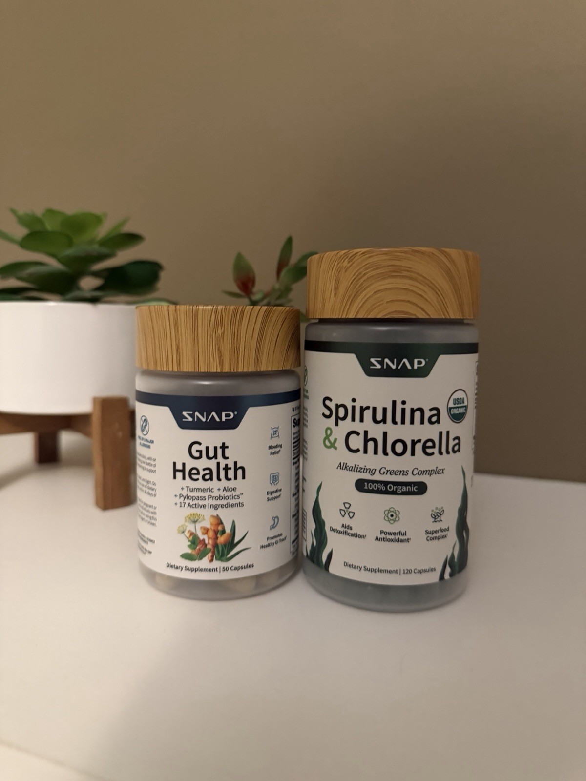 SNAP Gut Health & Detox Support Capsules w/ Turmeric, Aloe, Spirulina, Chlorella