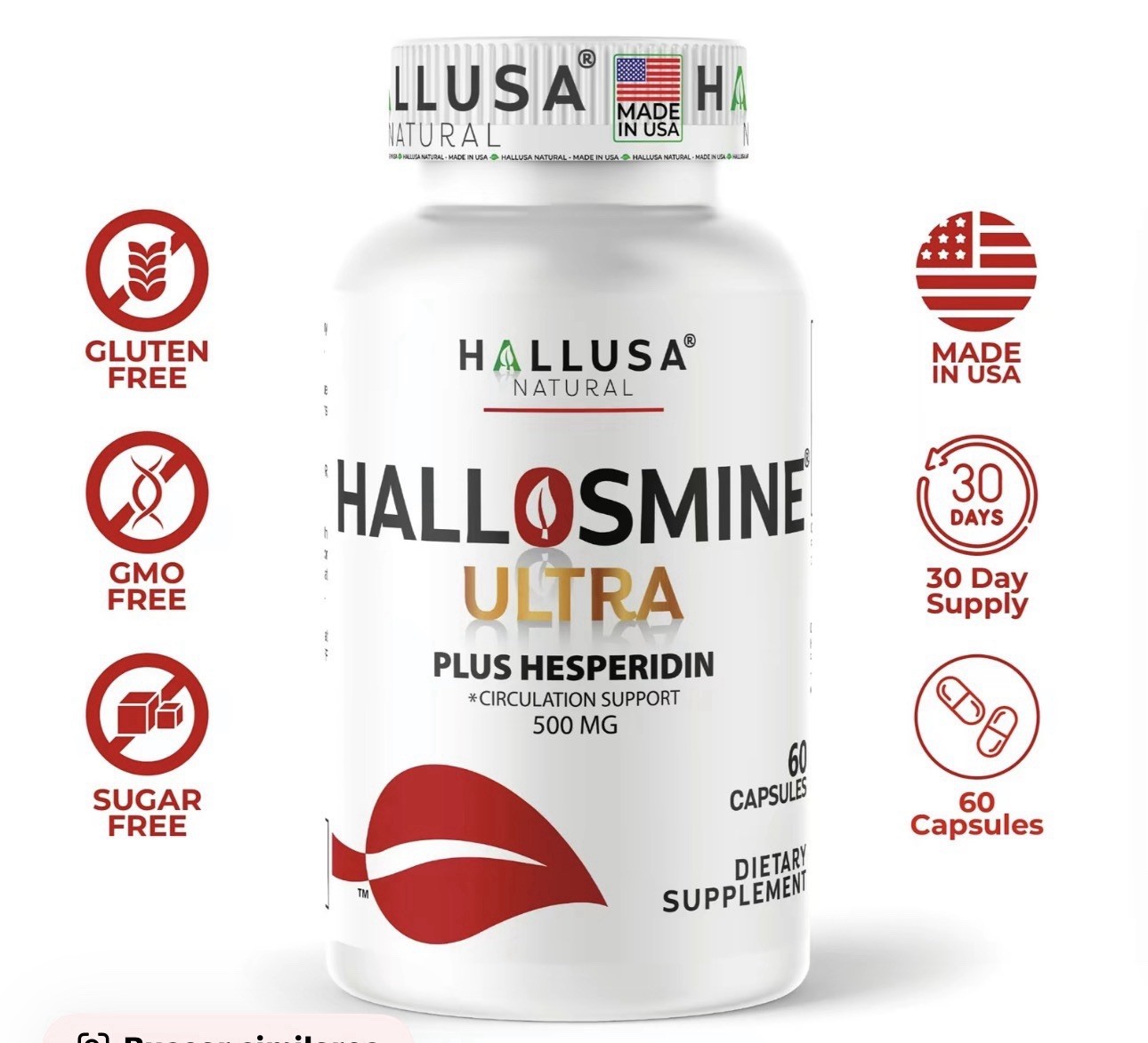 Hallusa Natural Hallosmine Ultra Plus Diosmin Hesperidin Circulation 60 Ct