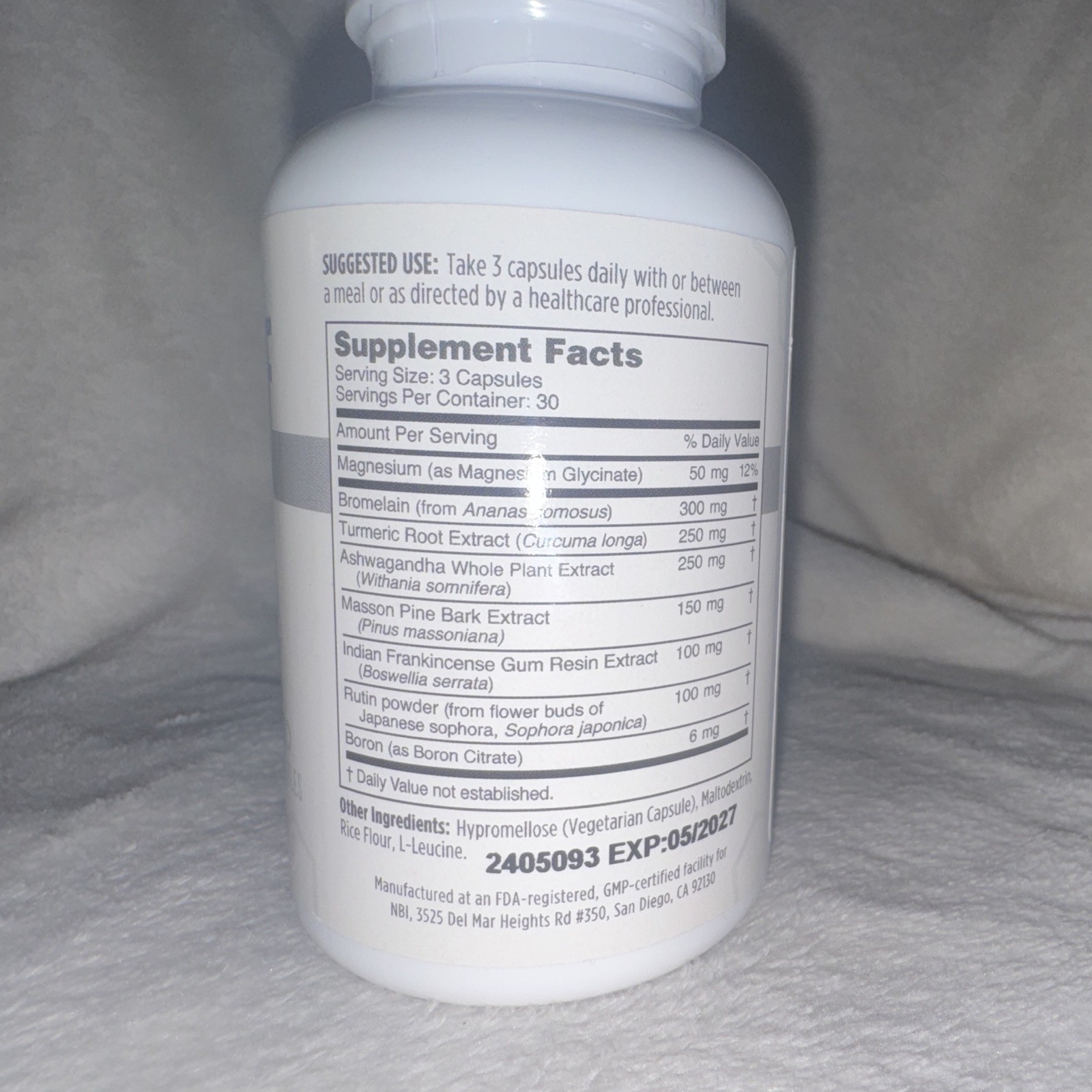 NBI Joint Relief Joint Support 90 Capsules Vegetarian Turmeric Bromelain