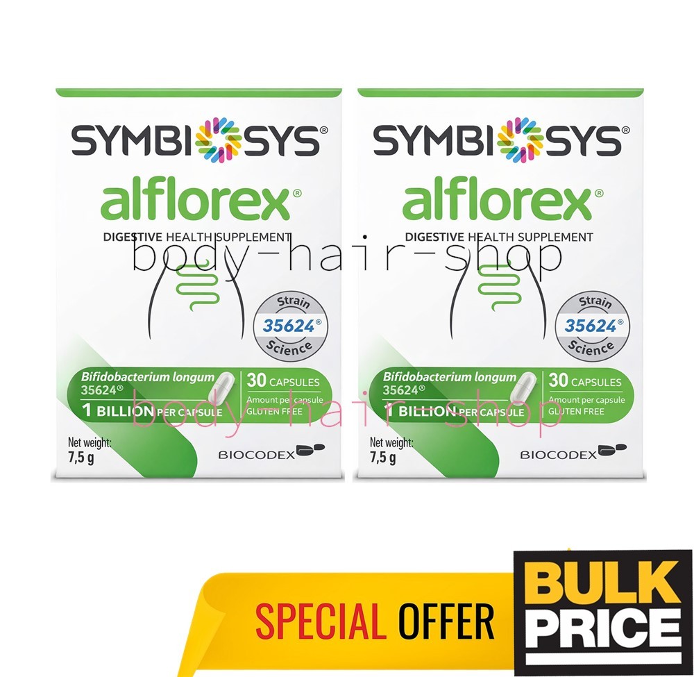 Biocodex Symbiosys Alflorex Probiotic Supplement Daily Gut Health 30 Caps 2-Pack