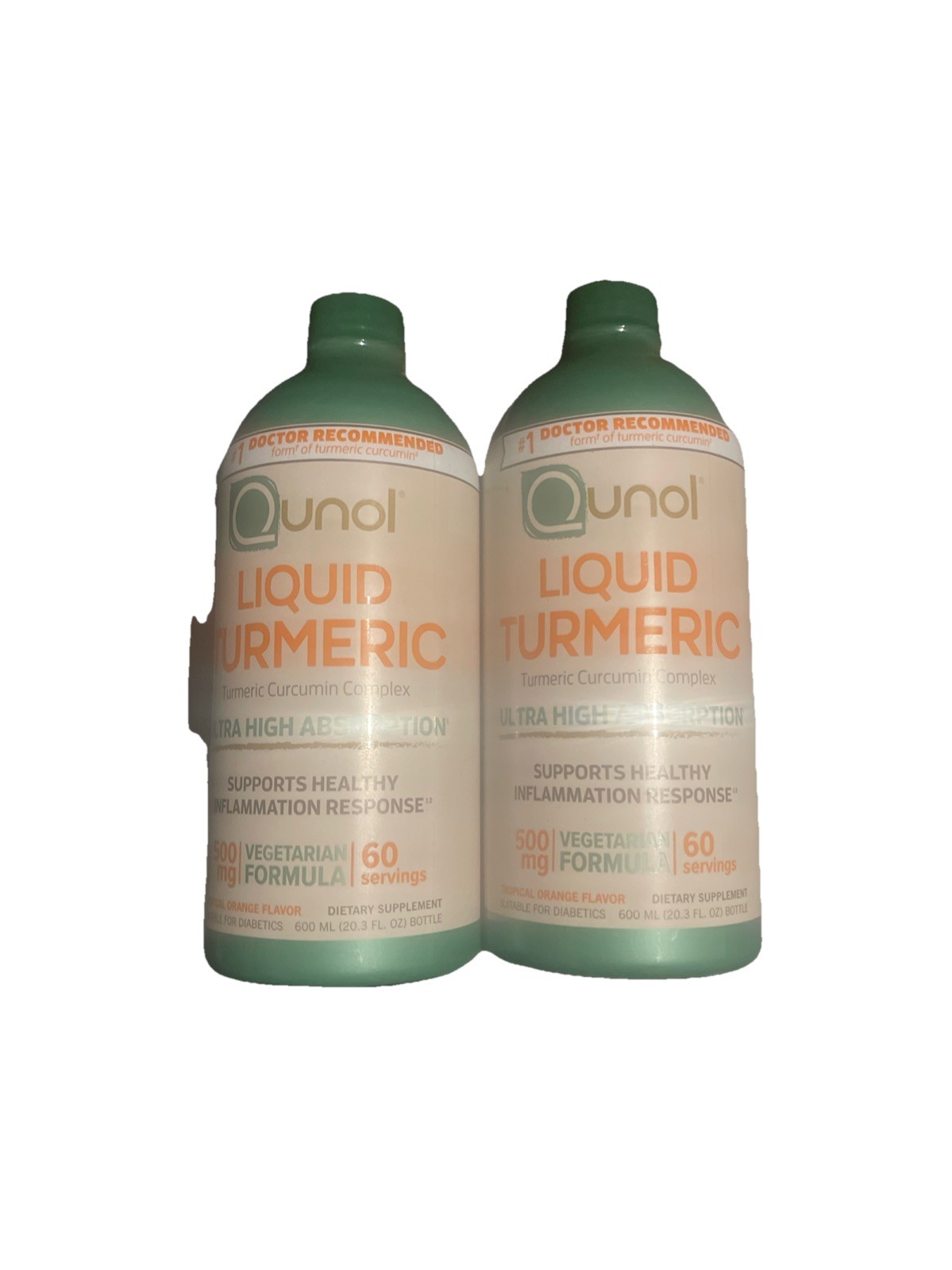 2 Qunol – Turmeric Liquid 500mg – 20.3 fl. oz Duo Bottles Sealed