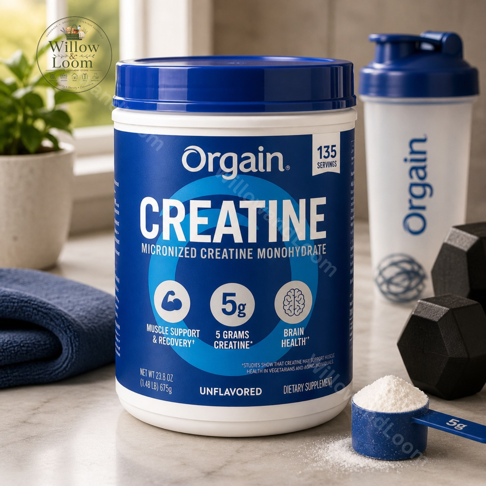 Orgain Micronized Creatine Monohydrate Powder Unflavored Supplement 135 Servings