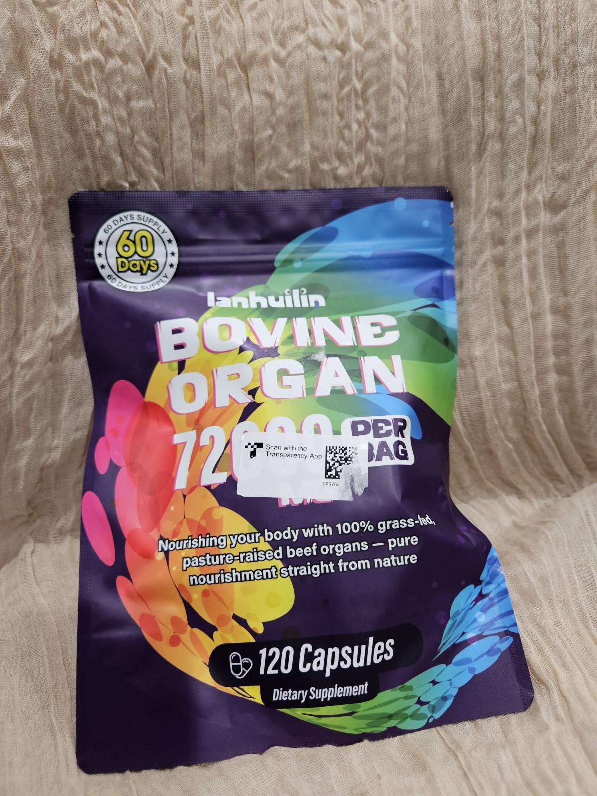 Ianhuilin Bovine Organ 72000mg 120 Capsules Beef Organs Dietary Supplement