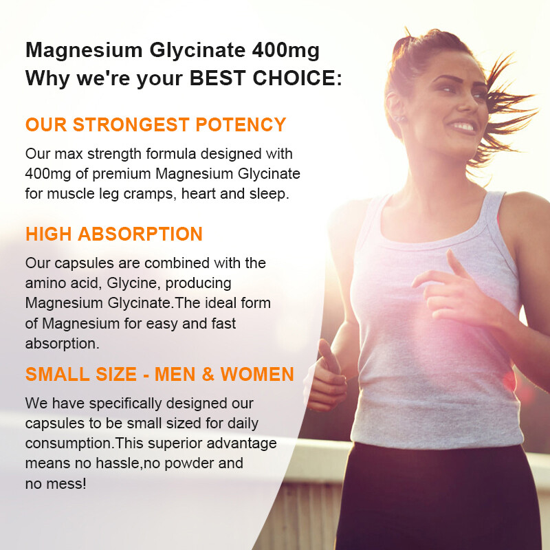 Magnesium Capsules High Absorption Natural Magnesium Glycinate Supplement