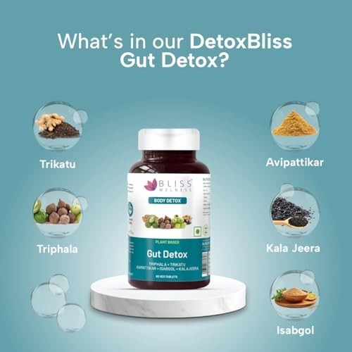 Bliss Wellness Gut Detox Trikatu Triphala Isabgol 60 Veg Tablets
