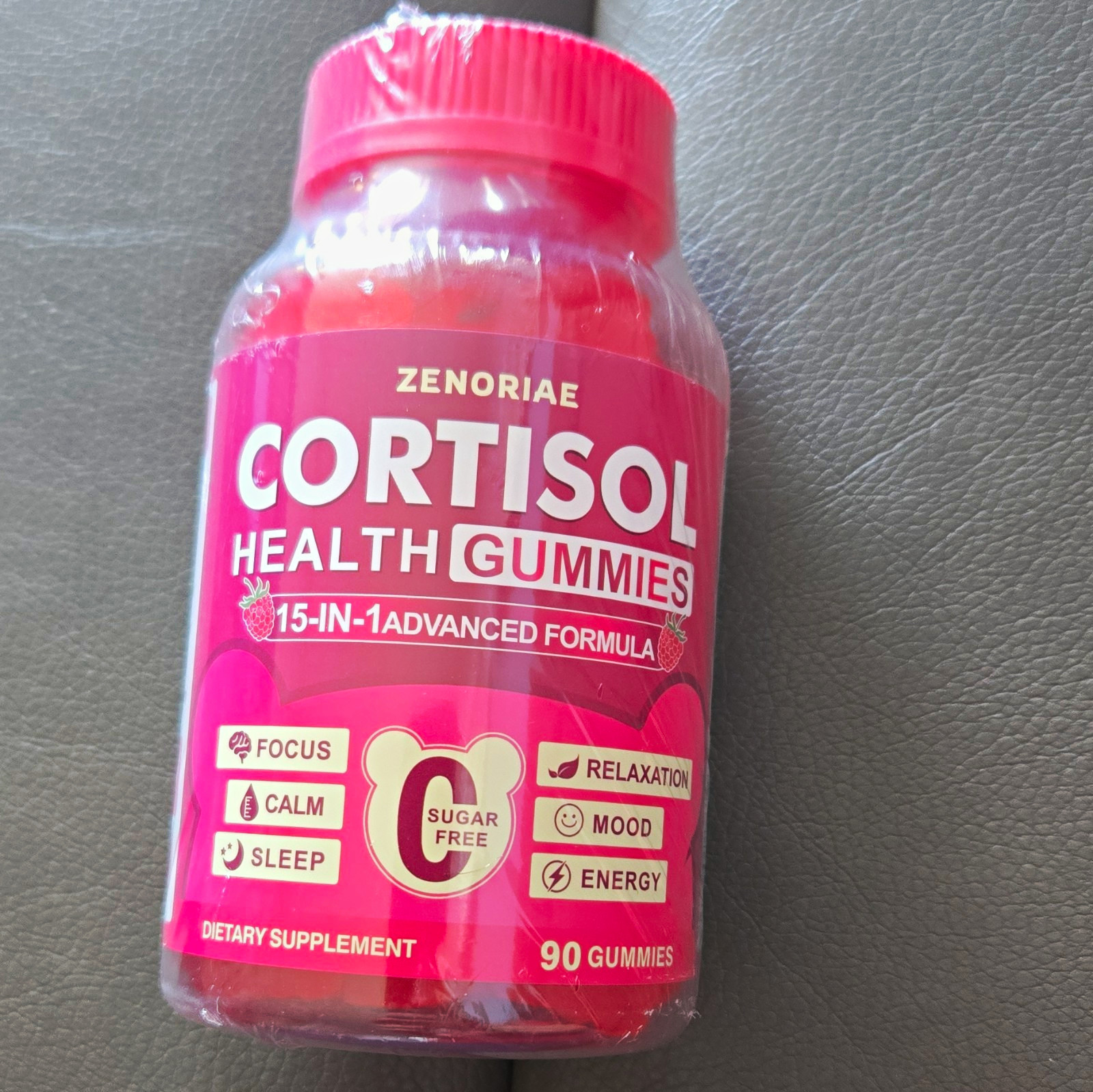 Zenoriae Cortisol Gummies 15-in-1 Sugar-Free Gluten Free Raspberry 90 Ct