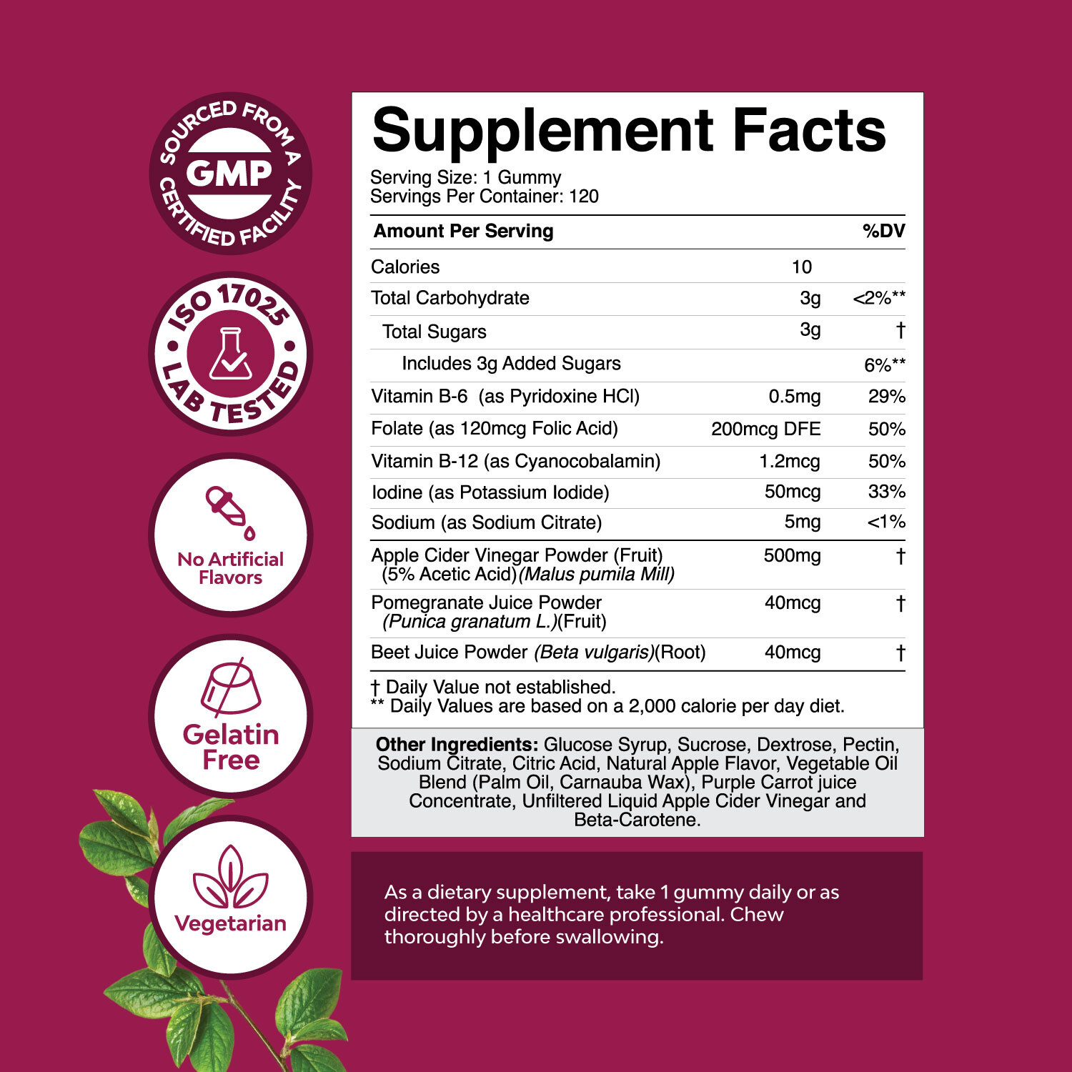 Apple Cider Vinegar Gummies with the Mother – Natural Energy Supplement ACV