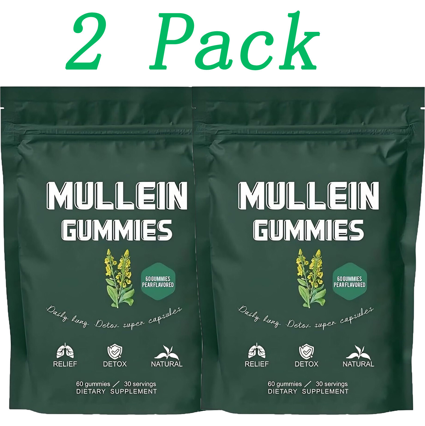 Mullein Gummies for Lung Support Sinus Relief Daily Respiratory Health 60Gummies