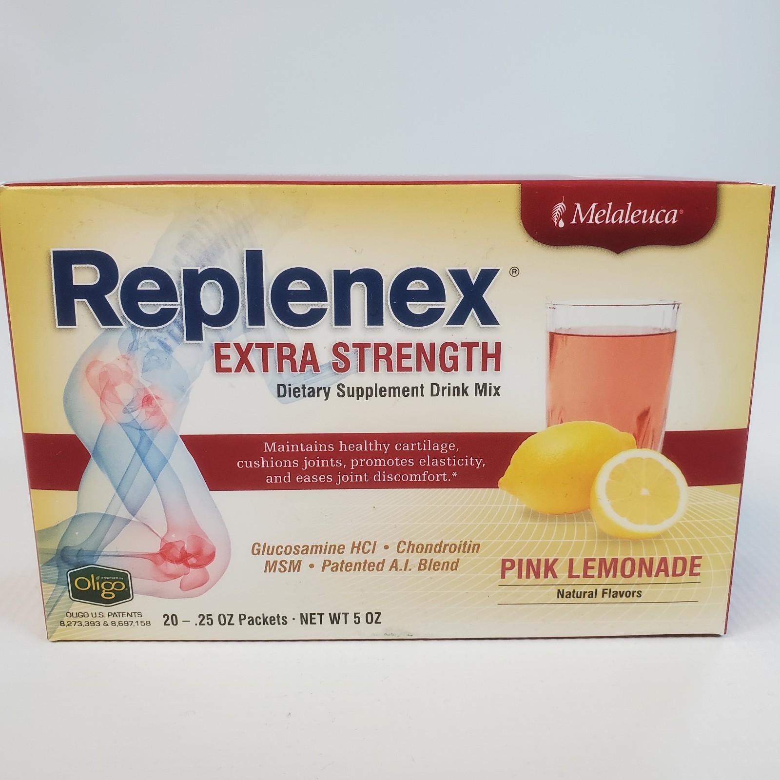 Melaleuca Replenex Extra Strength Joint Health Drink Mix Pink Lemonade 20 Pack