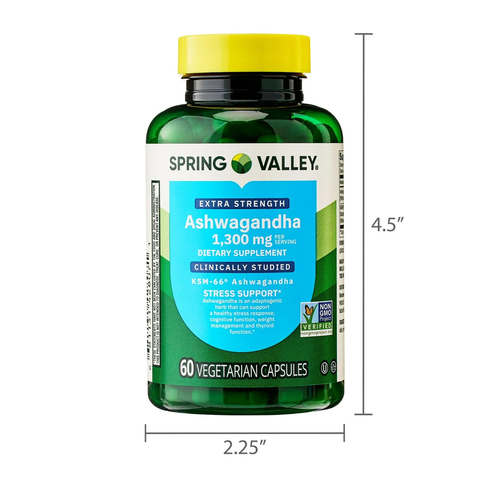Spring Valley Extra Strength Ashwagandha Dietary Supplement, 1300 mg, 60 Vegetar