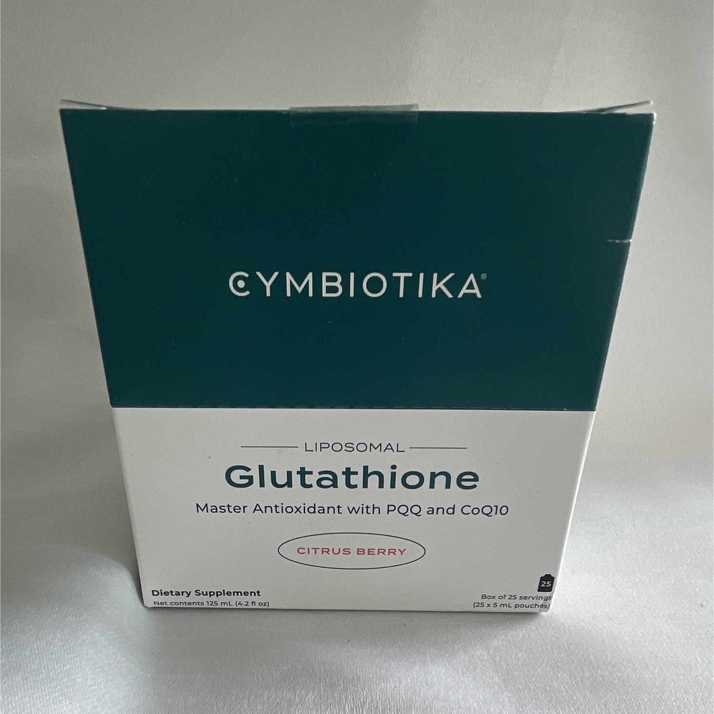 Expired 04/25 Cymbiotika Liposomal Glutathione Citrus Berry 25 Pouches CoQ10 PQQ