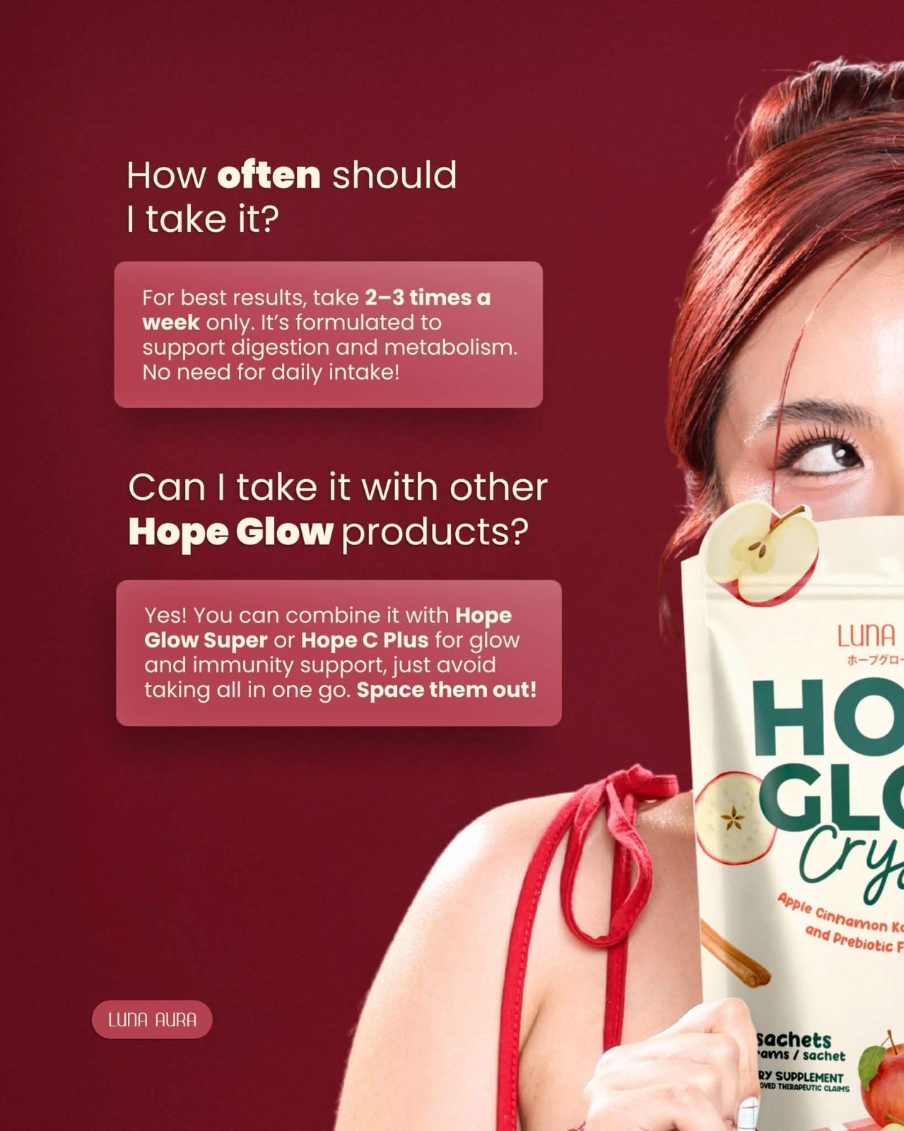 Luna Aura HOPE GLOW Crystal Apple Cinnamon Kombucha