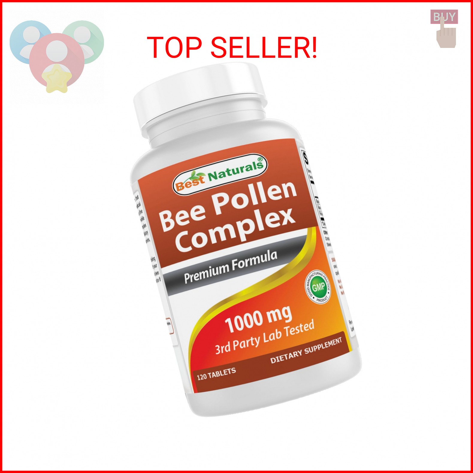 Best Naturals Bee Pollen Complex 1000 mg 120 Tablets