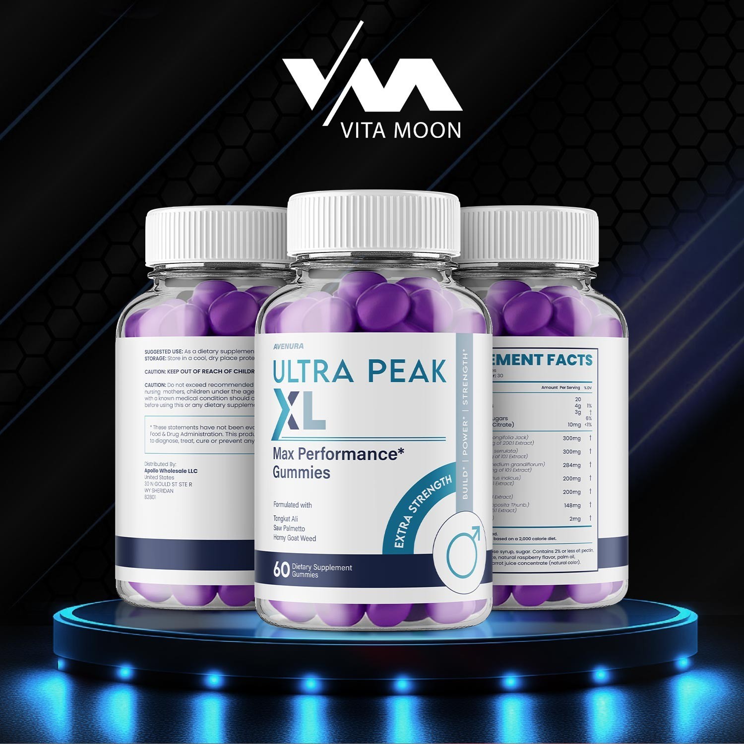 (5 Pack) Ultra Peak XL Gummies for Men – Gummy Natural Blend for Overall Support