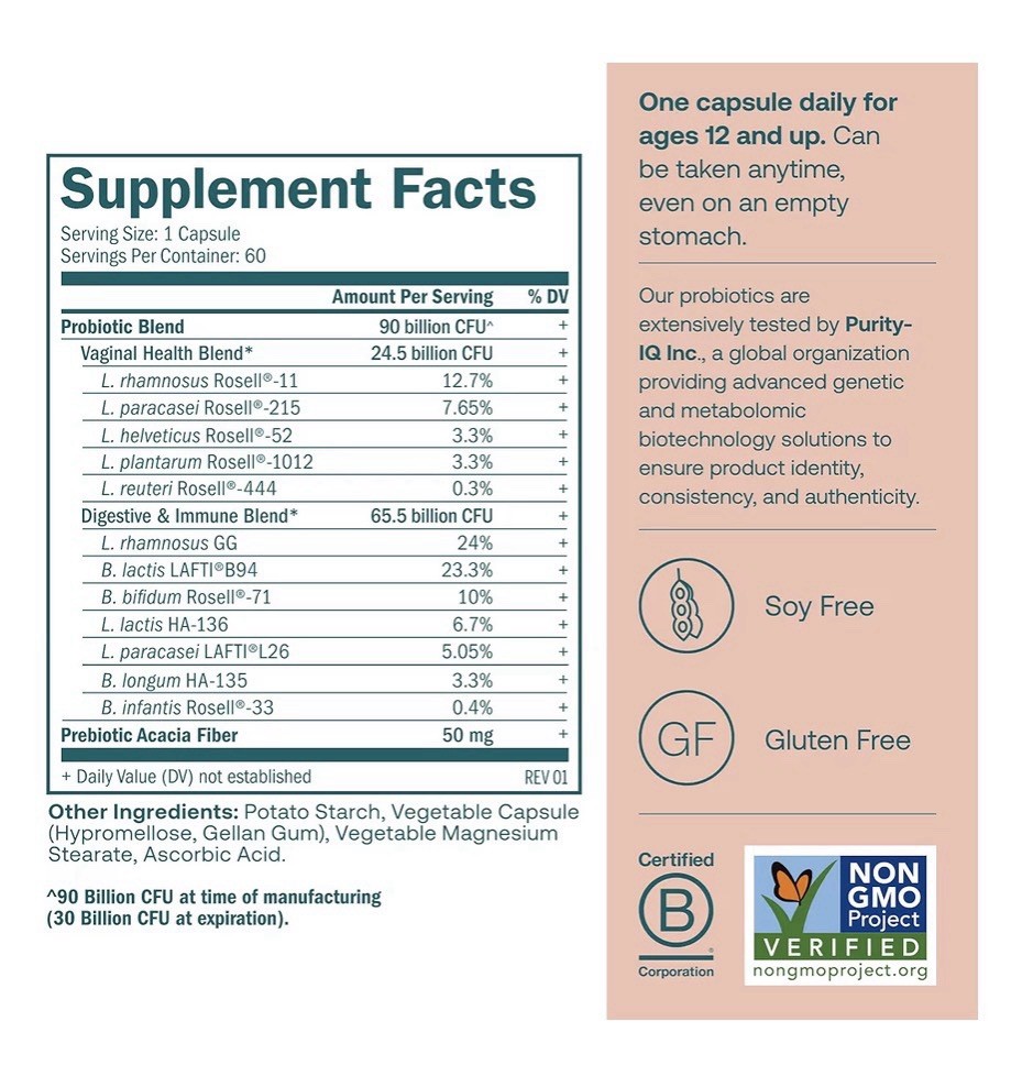 True Grace One Daily Women’s Probiotic Vaginal Digestive Immune Health 30Capsule