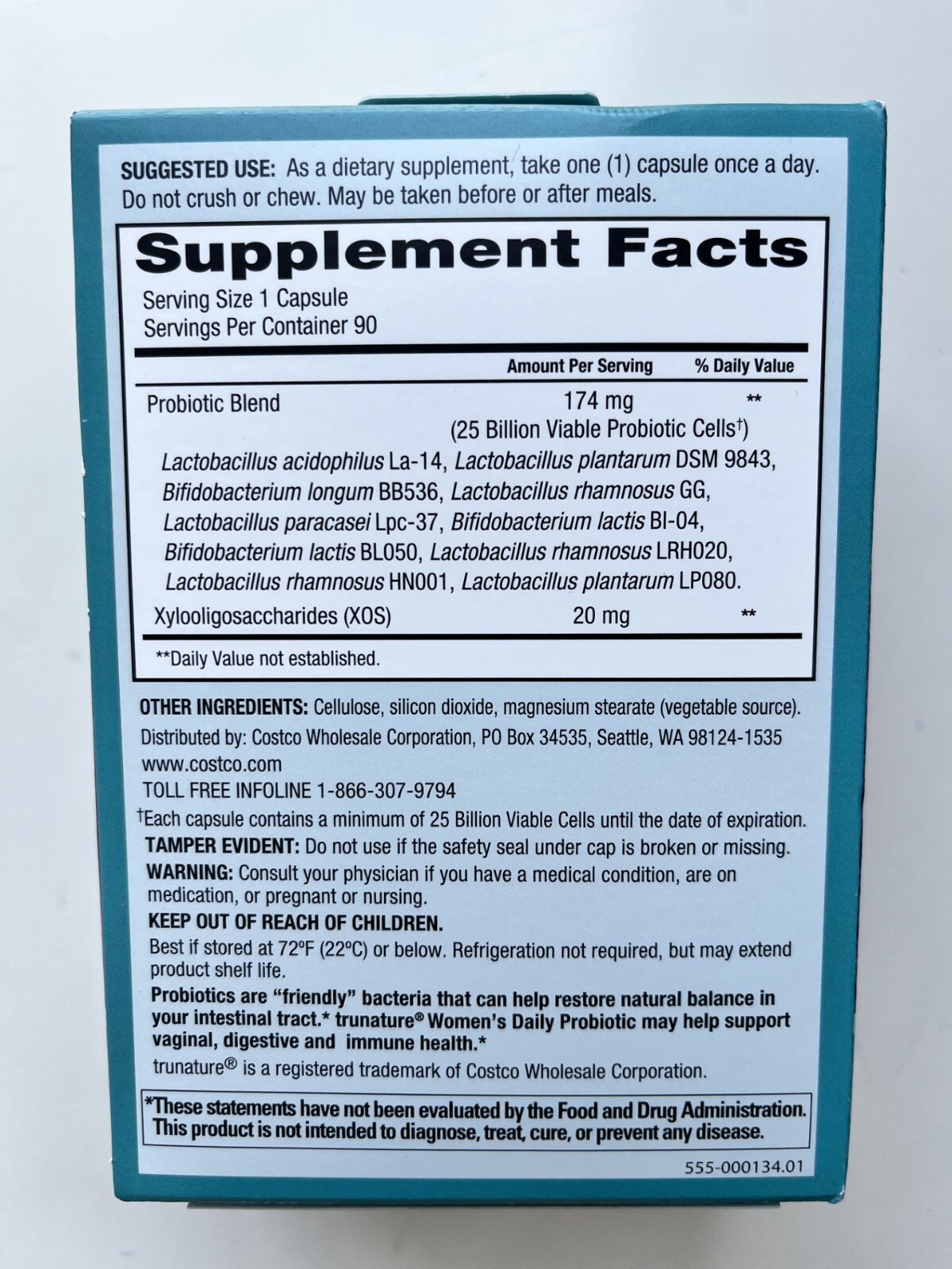 Trunature WOMEN’S DAILY PROBIOTIC. 90 VEGETARIAN CAPSULES – Exp 03/2026