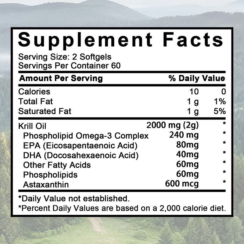 Antarctic Krill Oil 2000mg Softgels | Omega-3 EPA, DHA, with Astaxanthin