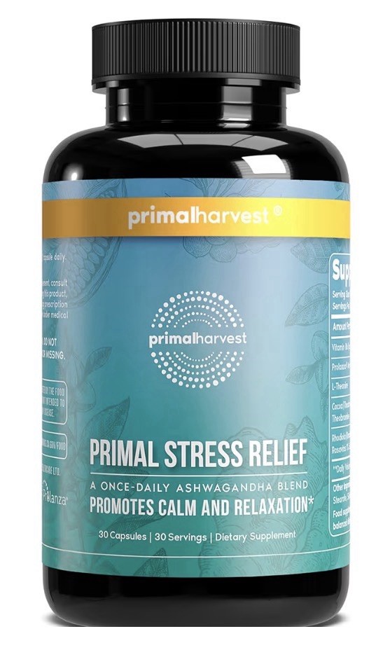 Primal Harvest Stress Relief Supplement Calm Relaxation for Women Men 30capsules