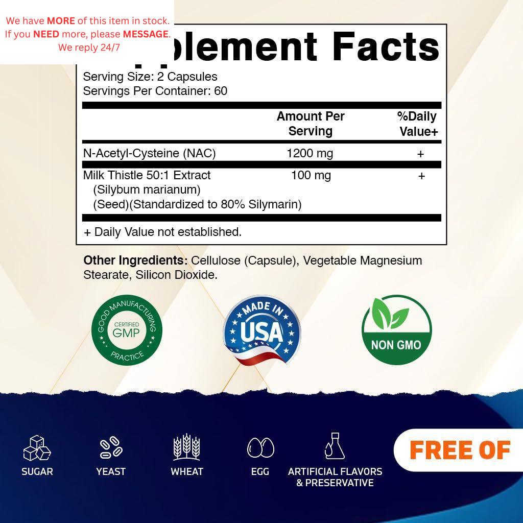 Vitamatic NAC Supplement N-Acetyl-L-Cysteine 1 Count (Pack of 120), No Color