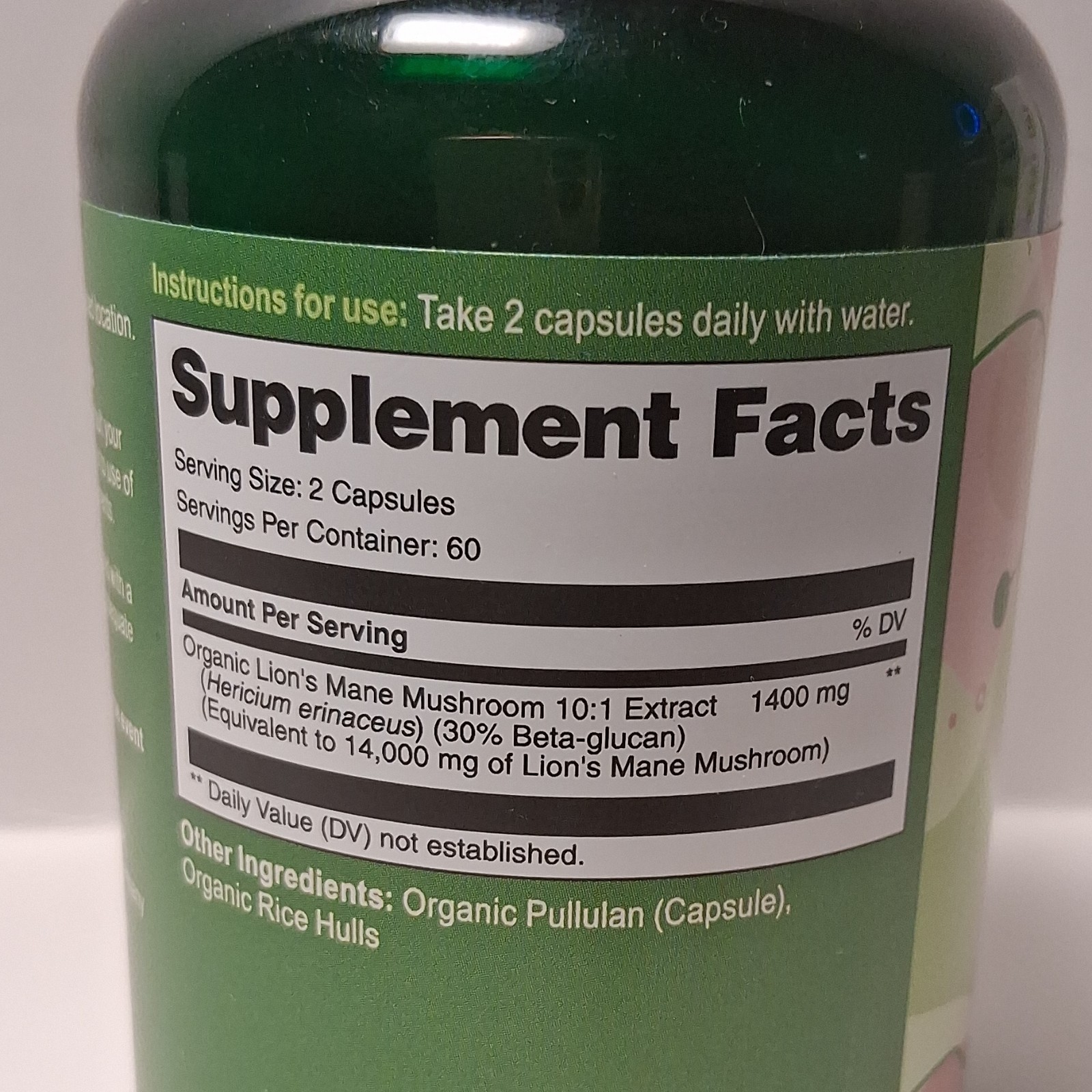 Vegavero Organic Lion’s Mane Mushroom Extract 10:1 1400mg 120 Capsules