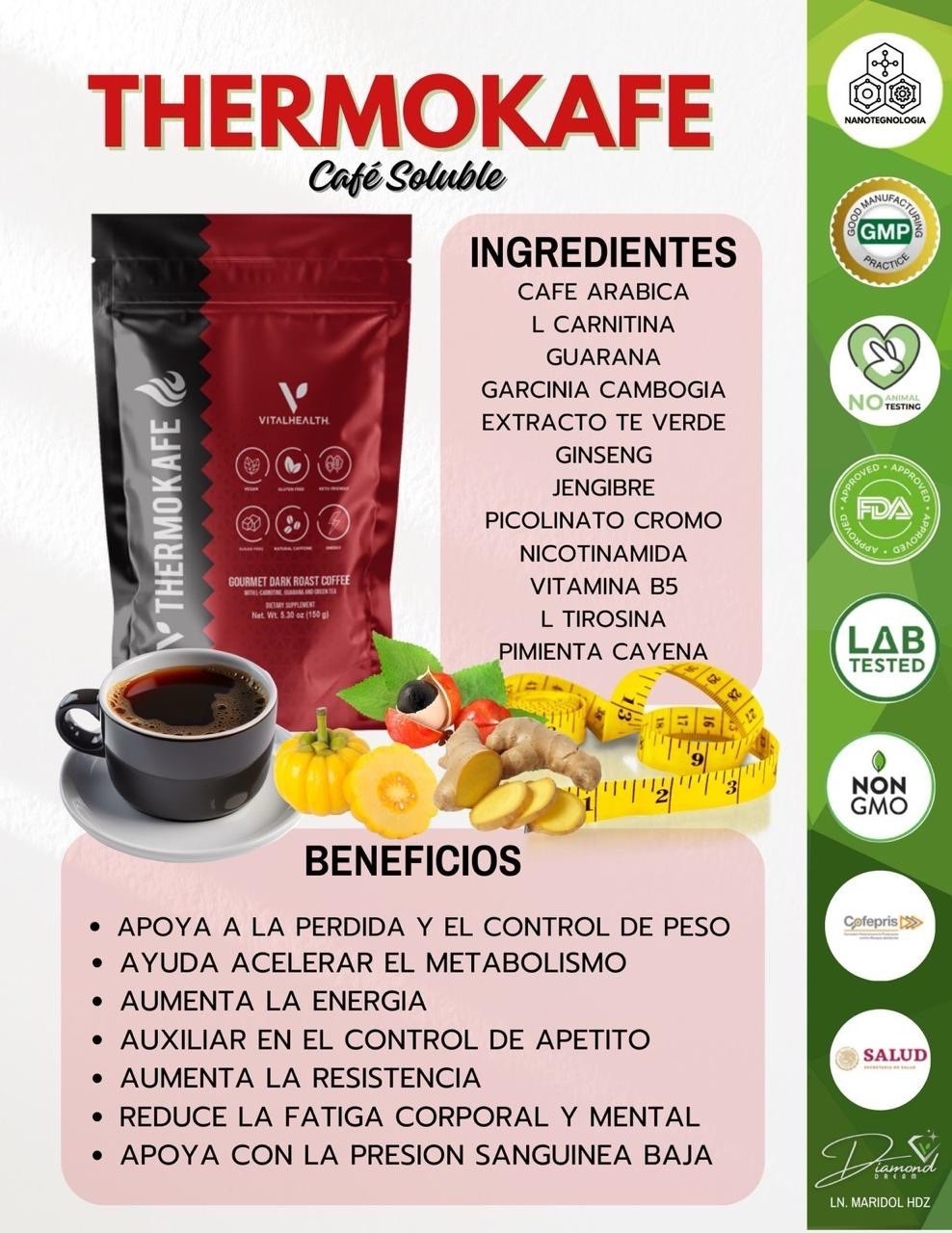 V-THERMOKAFE by VitalHealth Gourmet Dark Roast Coffee(Dietary Supplement) 5.30oz