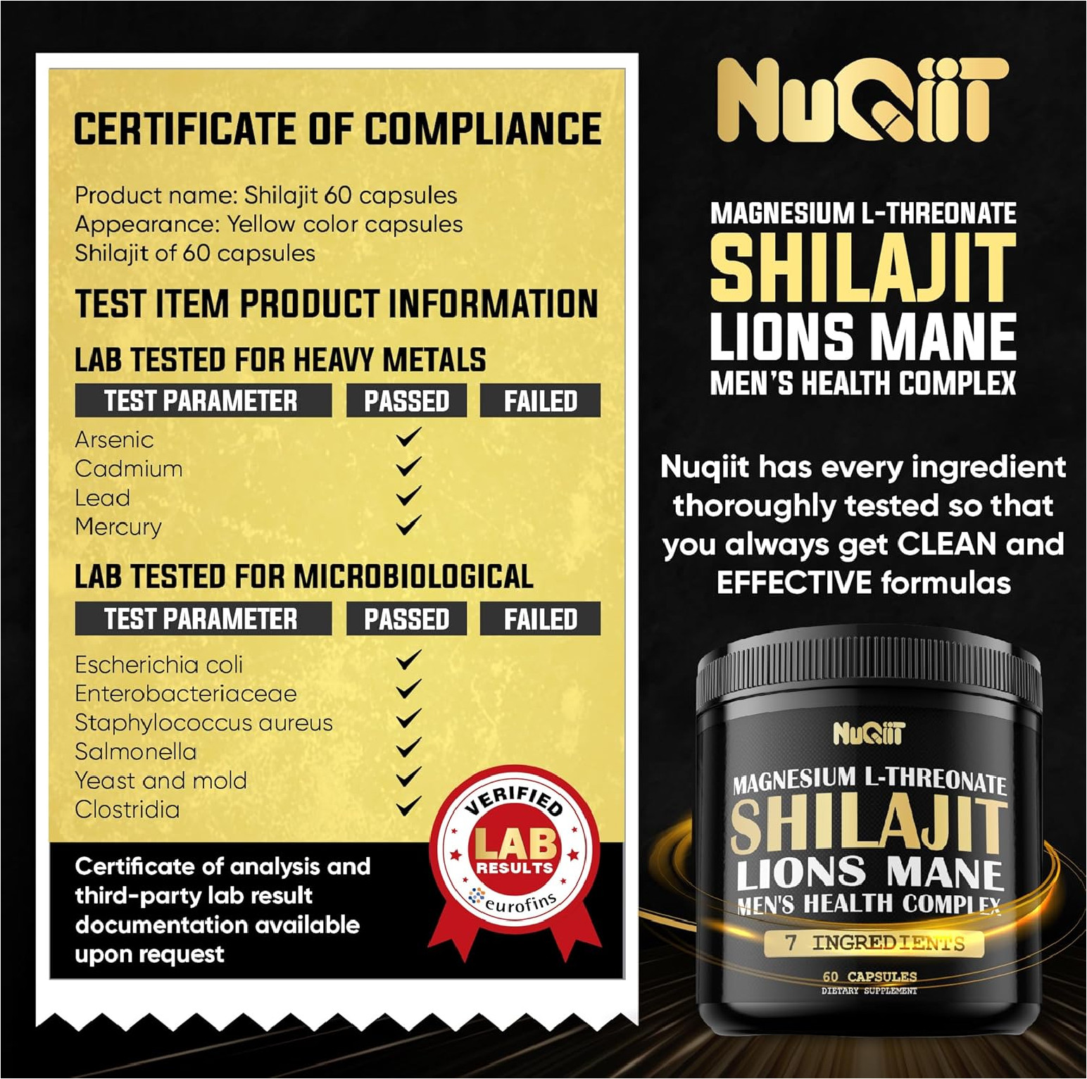 Shilajit Pure Himalayan Organic with Magnesium, Lions Mane, and Men Health Compl