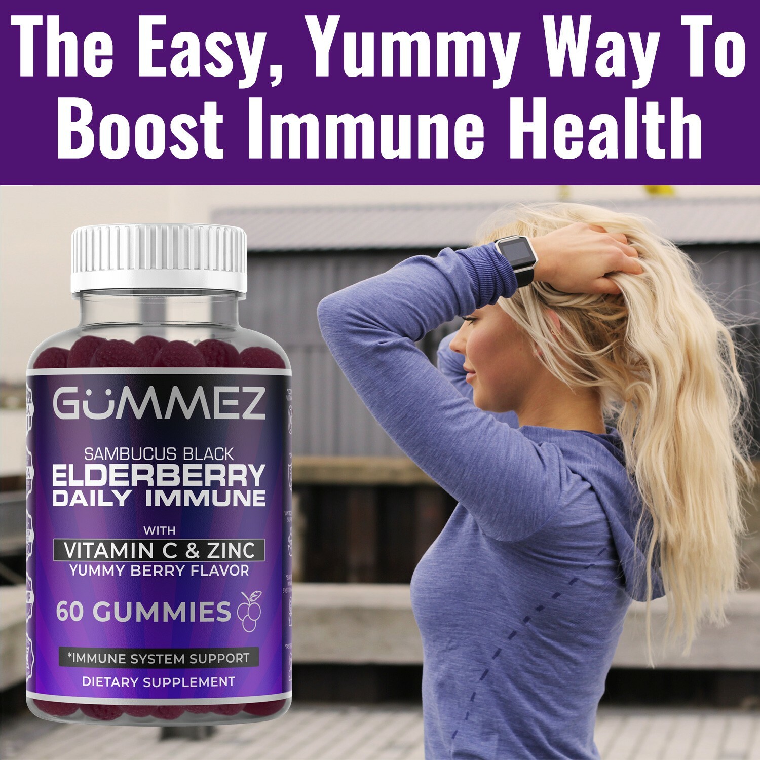 Sambucus Black Elderberry Daily Immune Support Gummies with Vitamin C & Zinc