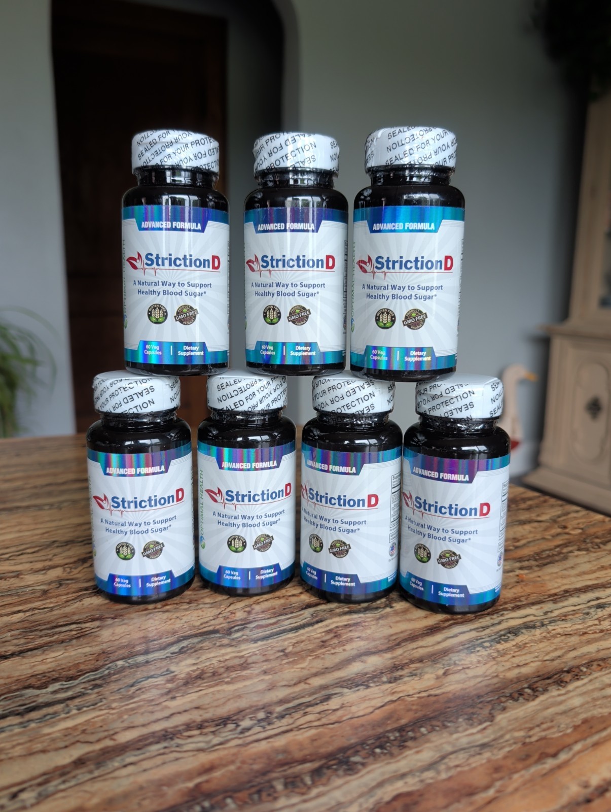 Lot Of 7 Striction D Advanced Blood Sugar Support 60 Capsules Optimal Health