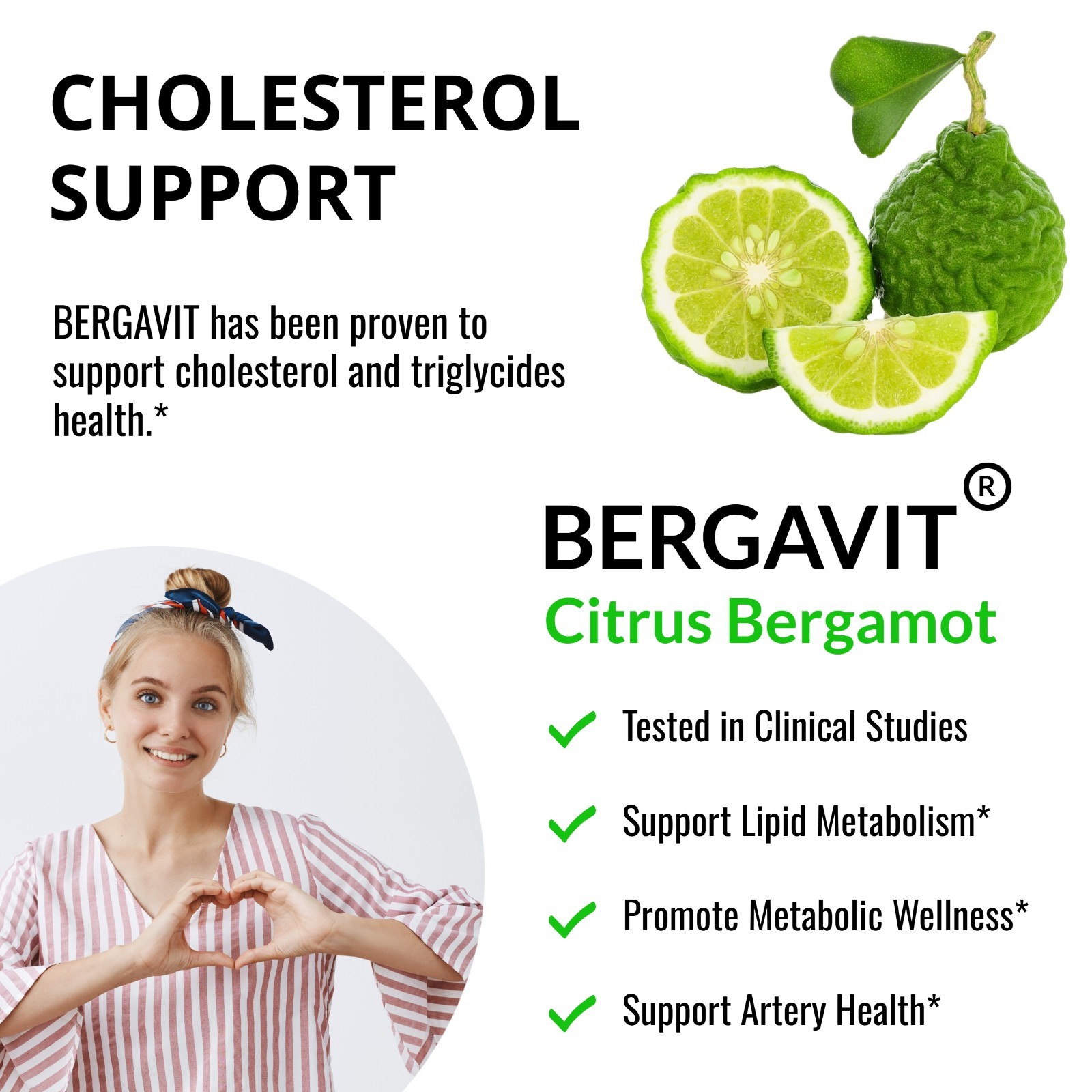 UpNourish Citrus Bergamot Supplement Lowering High Cholesterol 90 Vegan Capsules