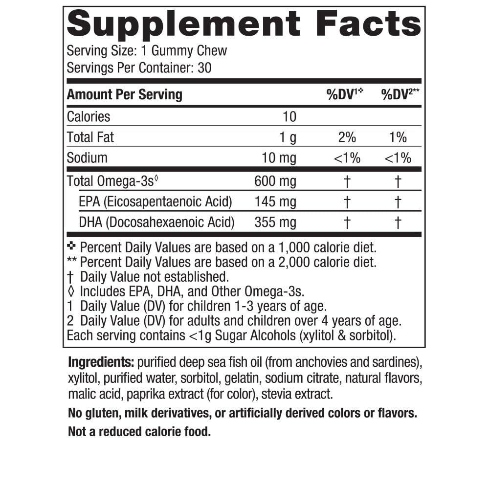 Nutritional Omega 3 Gummies For Kids 30 Count Tropical Punch Dha Epa