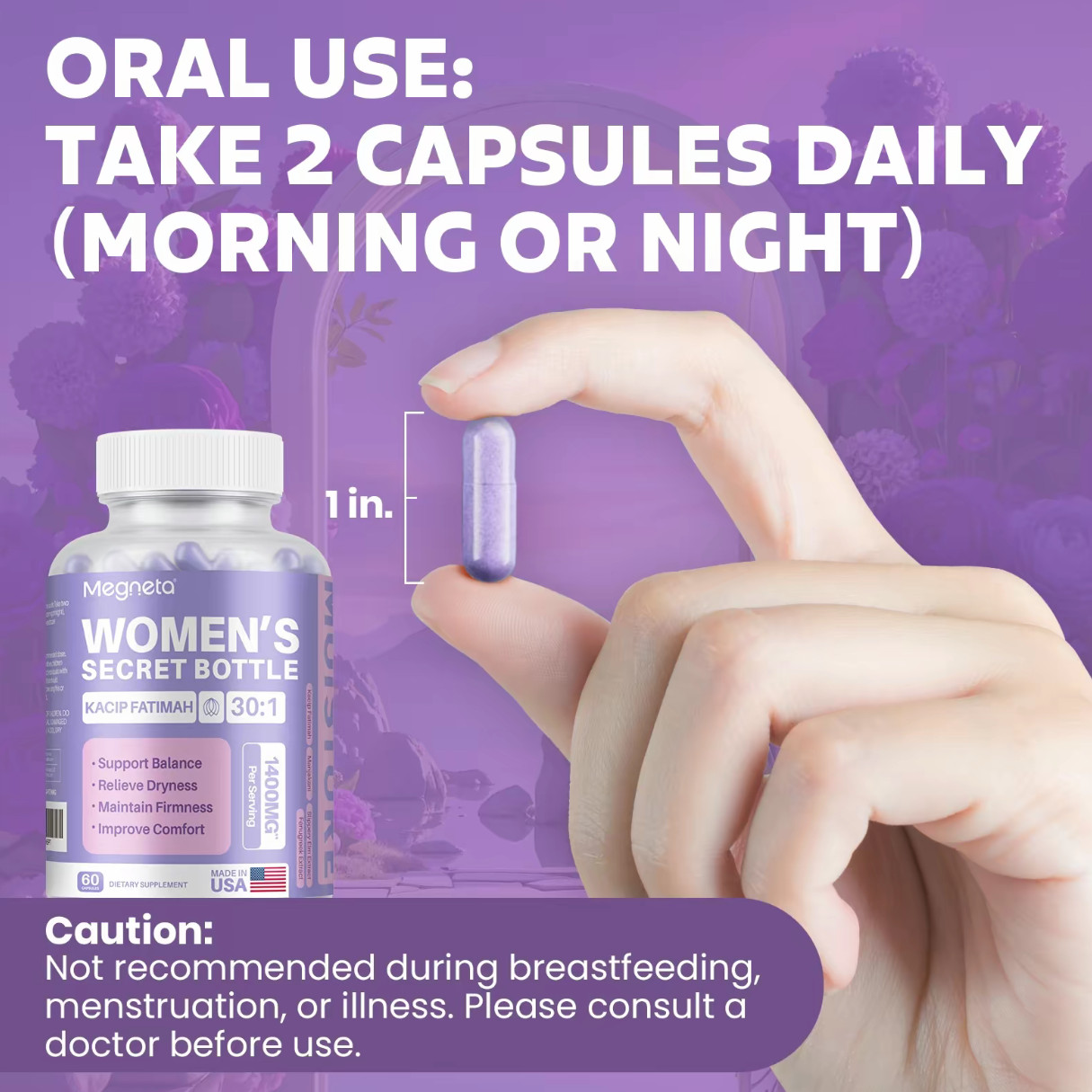 Women’S Secret Bottle-60 Tablets -Healthcare Kacip Fatimah 1000MG |Plus with man