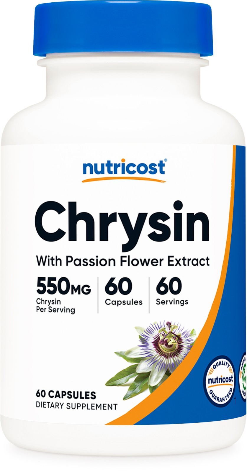 Nutricost Chrysin Supplement (550mg) 60 Capsules – With Passion Flower Extract