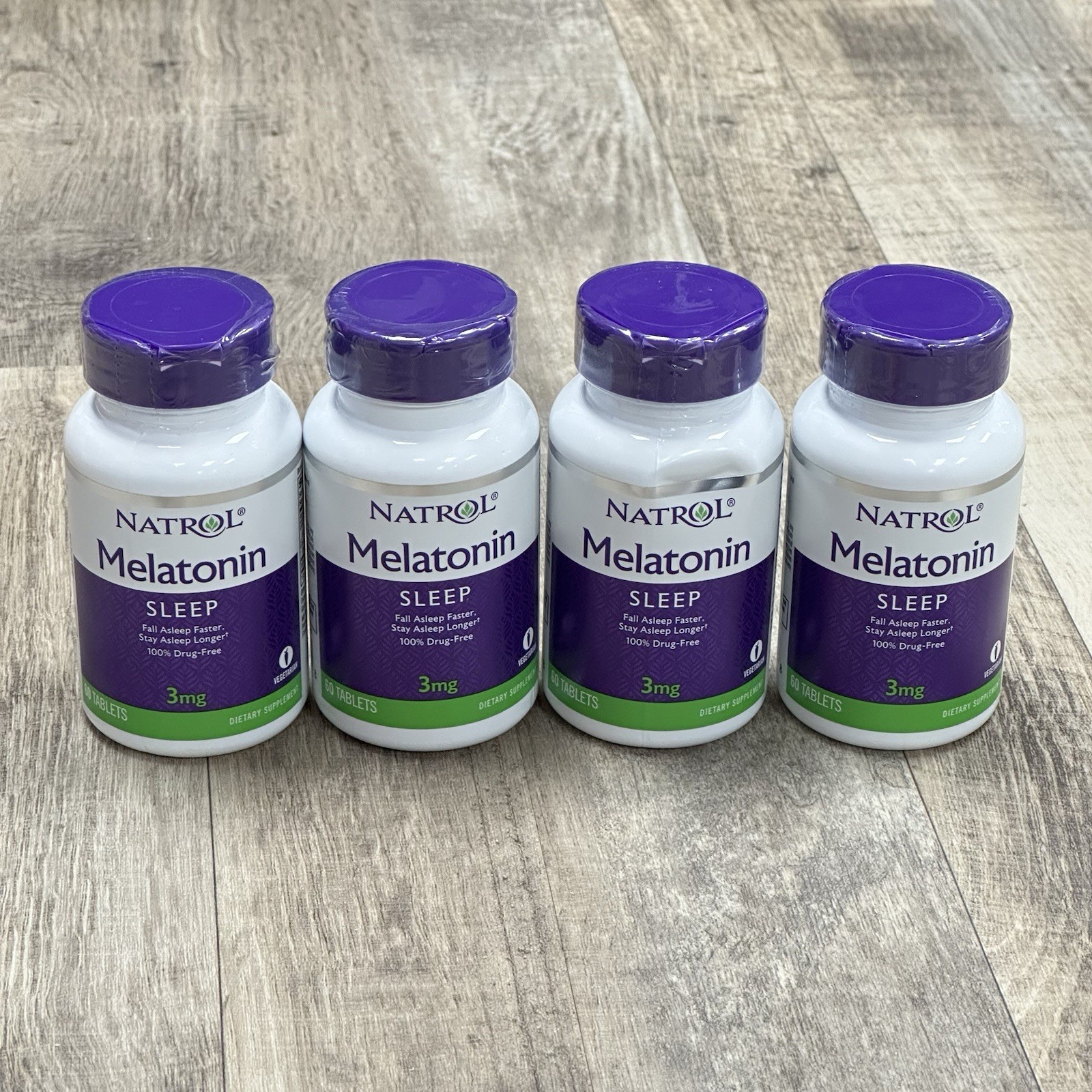 4X Natrol Melatonin Time Release 3 mg 60 Tablets Each – 240 Total – Exp 11/2025