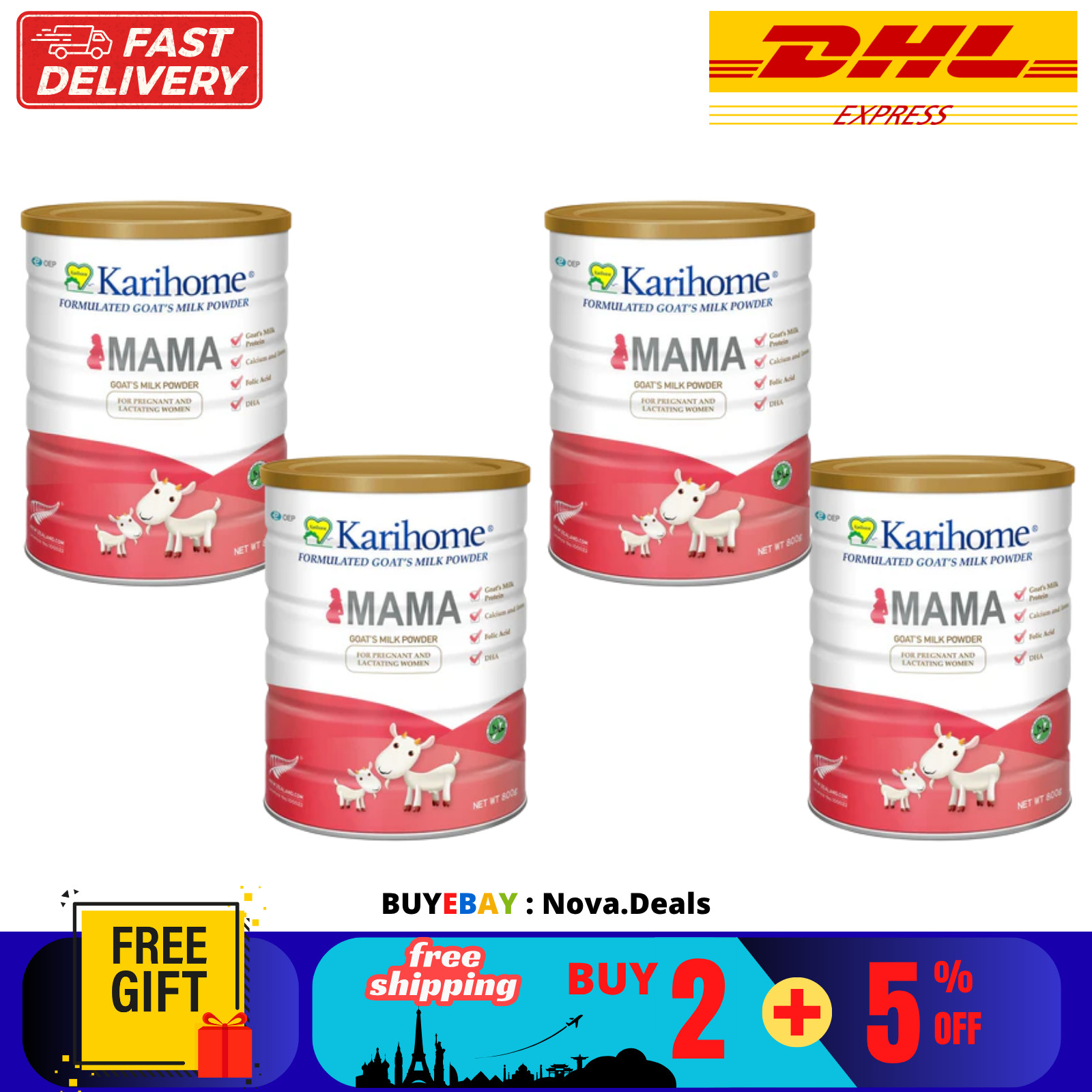 4 X 400G Karihome Mama Goat’s Milk Powder For Pregnant & Nursing Mom