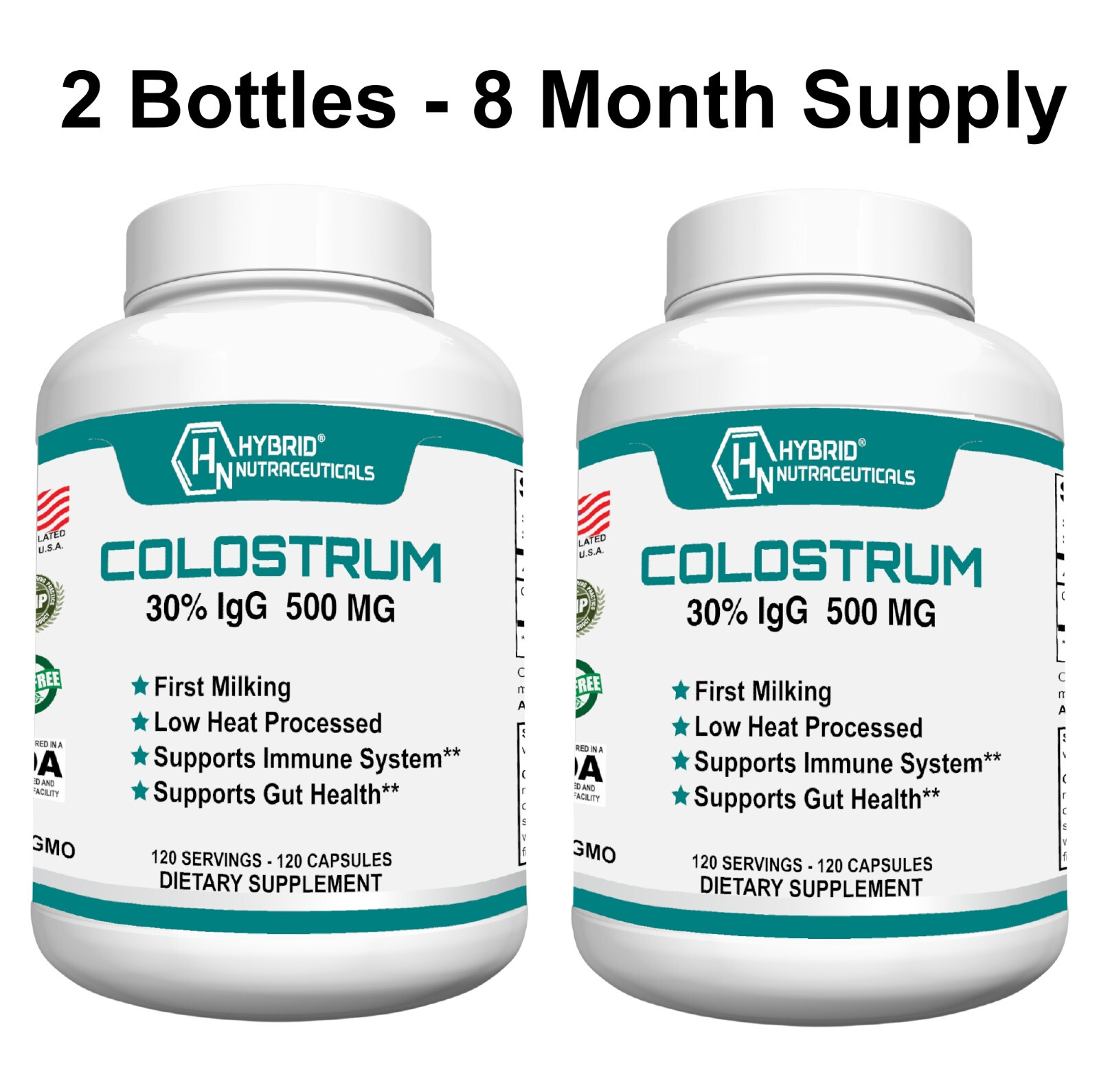 Bovine Colostrum Supplement – 30% IgG Lactoferrin, Immune Support (2 Pack)