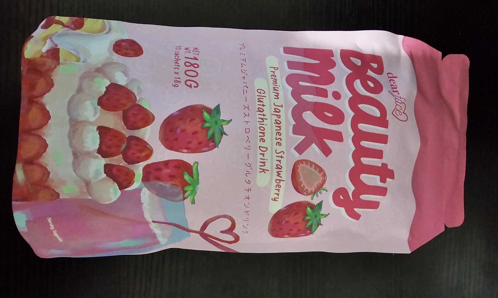 New Authentic DearFace Beauty Milk Premium Japanese Strawberry Glutathione Drink