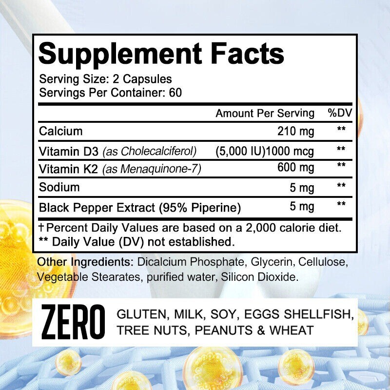 Vitamin D3&K2, Vit D and K Supplement Joint&Heart Immune Health