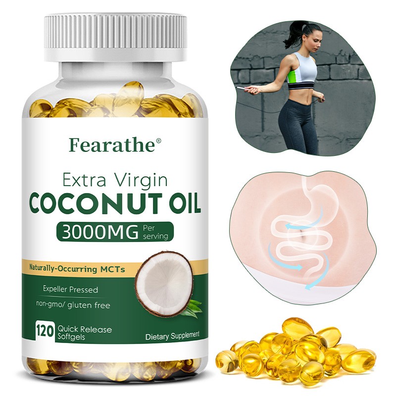 Coconut Oil Supplements 3000 MG Improves Heart Skin Health Burn Fat 120 CT