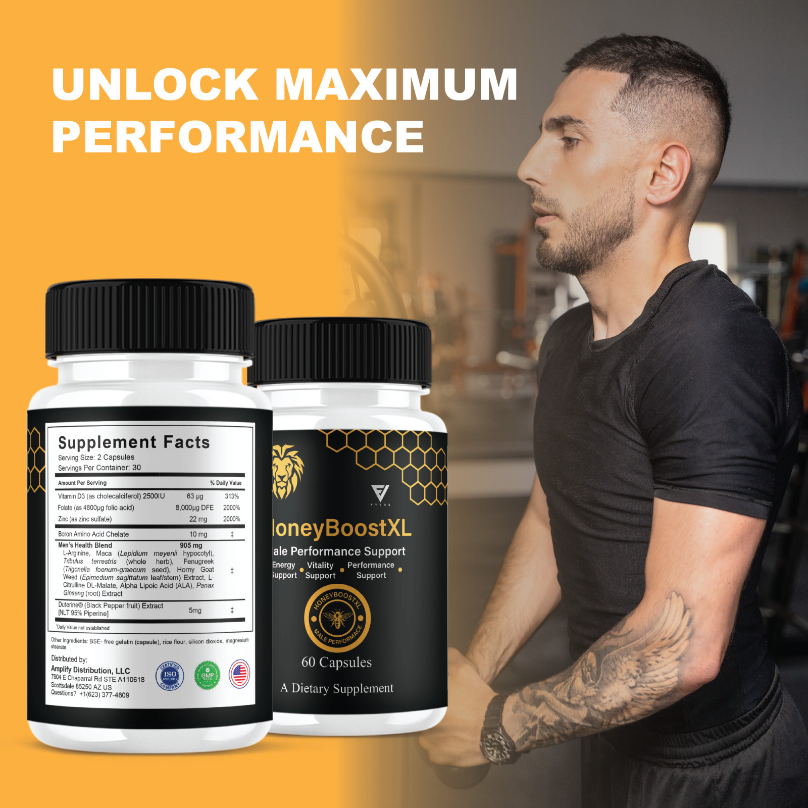 Honey Boost XL Capsules, HoneyBoost XL Performance Pills (60 Capsules)