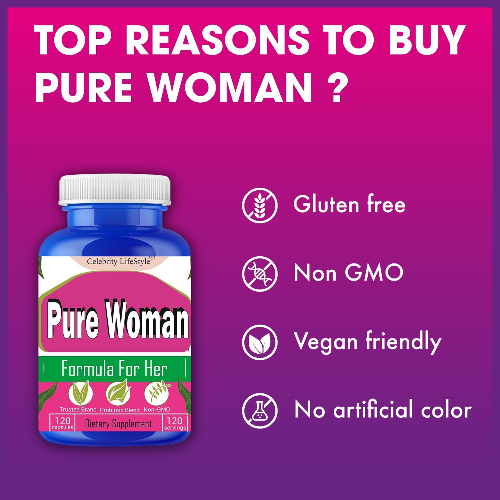 Her Essence Vaginal Support, Female Odor Control, Prebiotics & Probiotics Pills