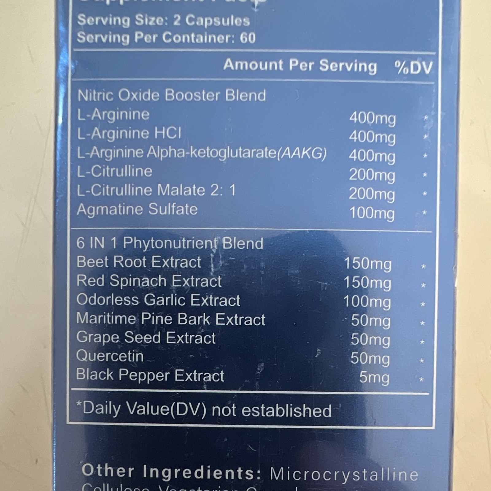 EAONE Nitric Oxide Booster Energy Support Gluten-Free 120 Capsule Supplement