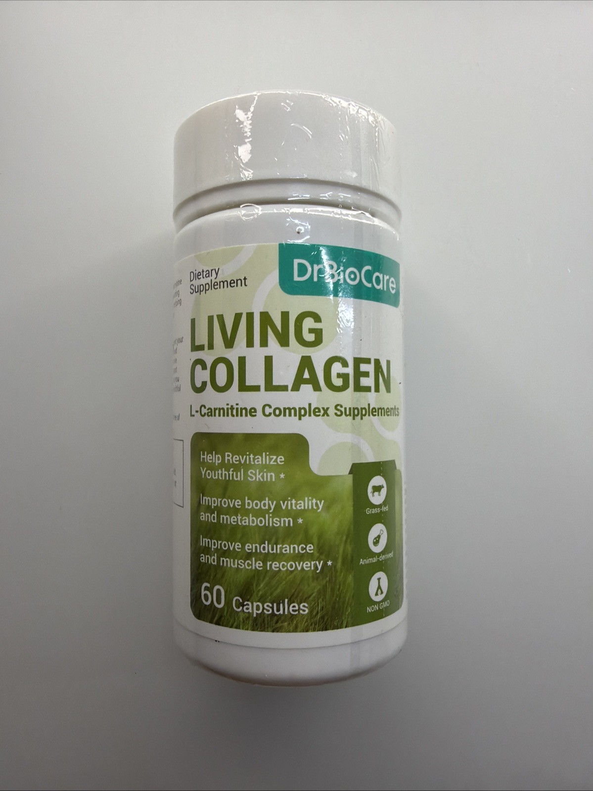 DrBioCare Living Collagen L-Carnitine Capsules 60ct Non-GMO Gluten-Free