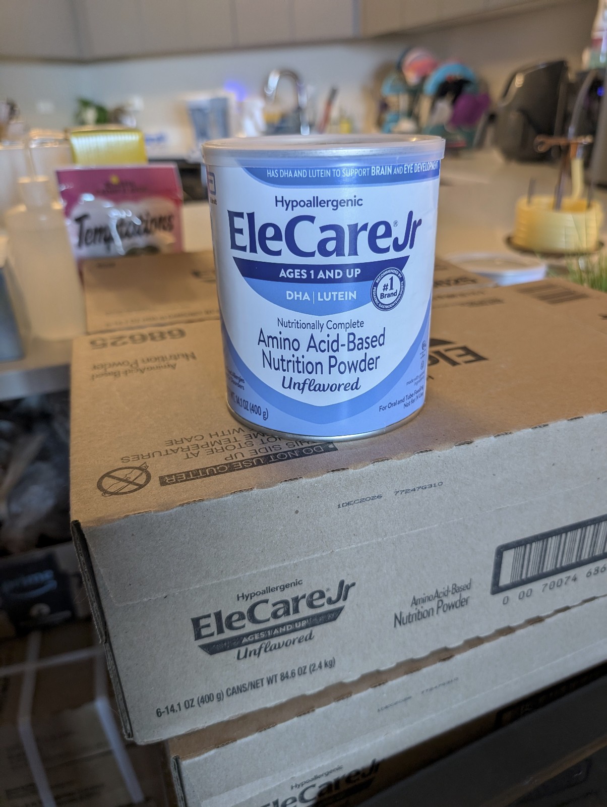 Lot of 5 Cans Abbott EleCare Jr Unflavored Nutrition Powder 14.1oz 12/2026