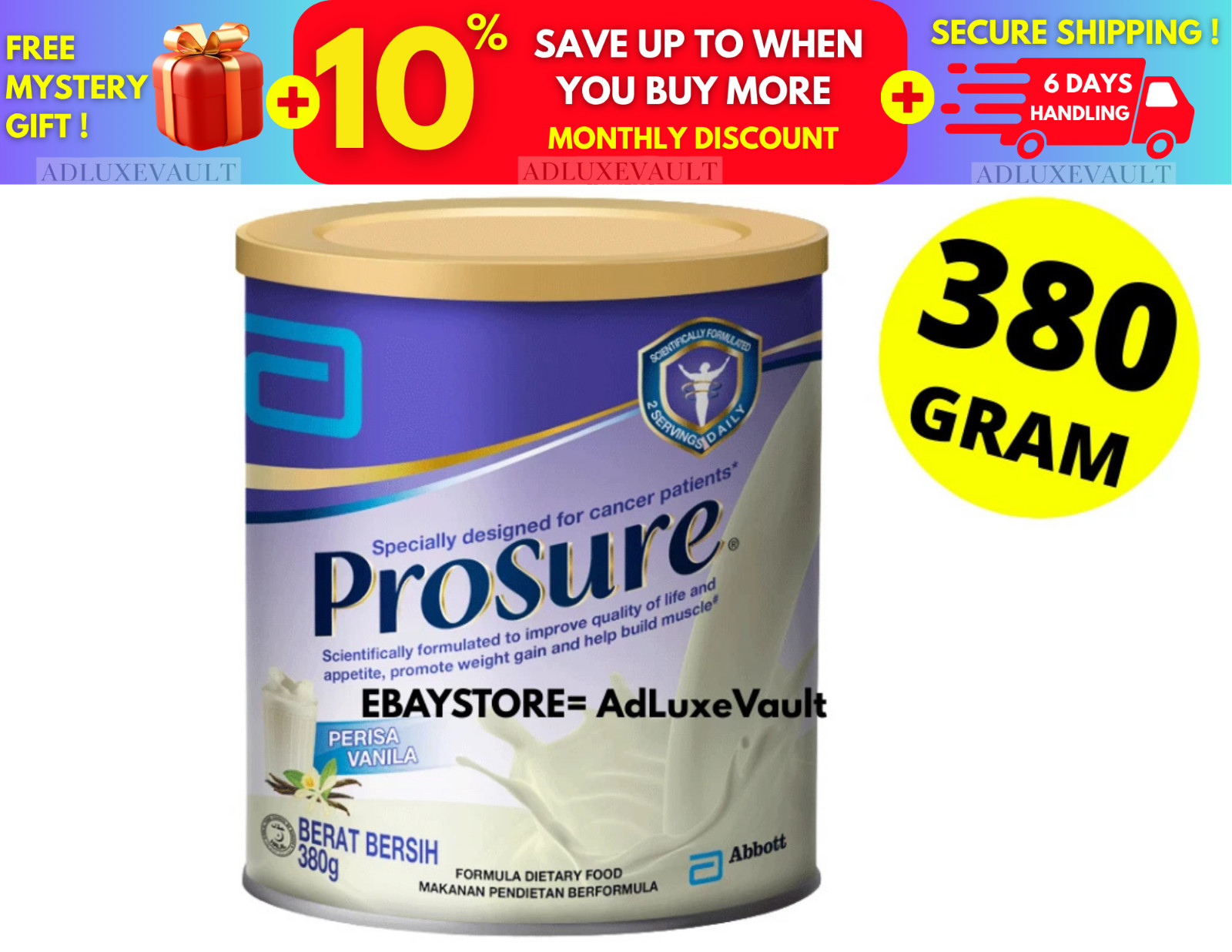 Abbott Pro Sure Milk High Protein, Prebiotic & EPA 380g