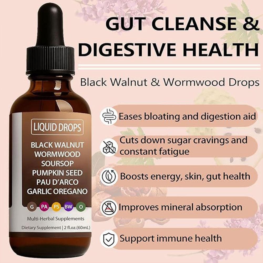 Black Walnut Wormwood Gut Cleanse Soursop, Featuring Pumpkin Seed, Garlic Orega