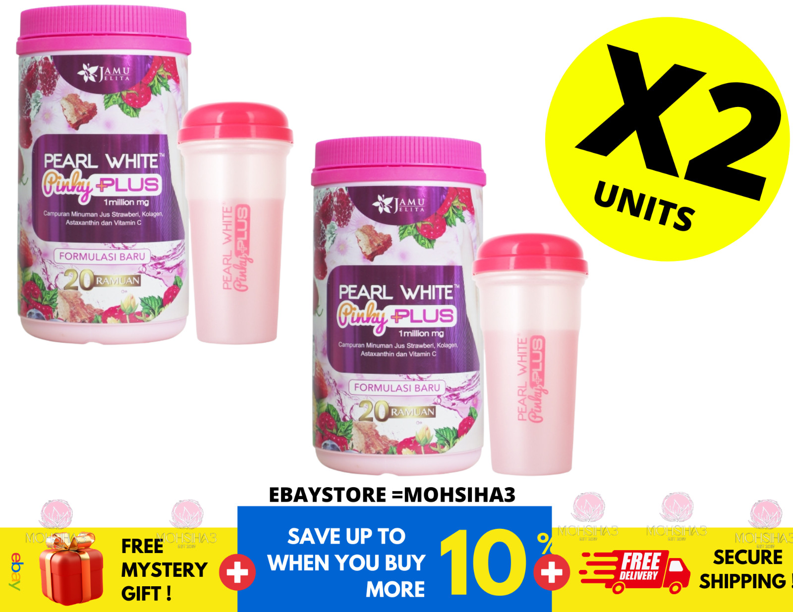 Pearl White Pinky Plus Jamu Jelita Drink Powder Woman Collagen Whitening ( X 2 )
