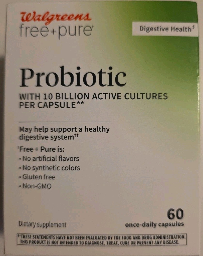(2) Walgreens Probiotic 60 Caps Each (120 Total Capsules) Gluten Free & Pure