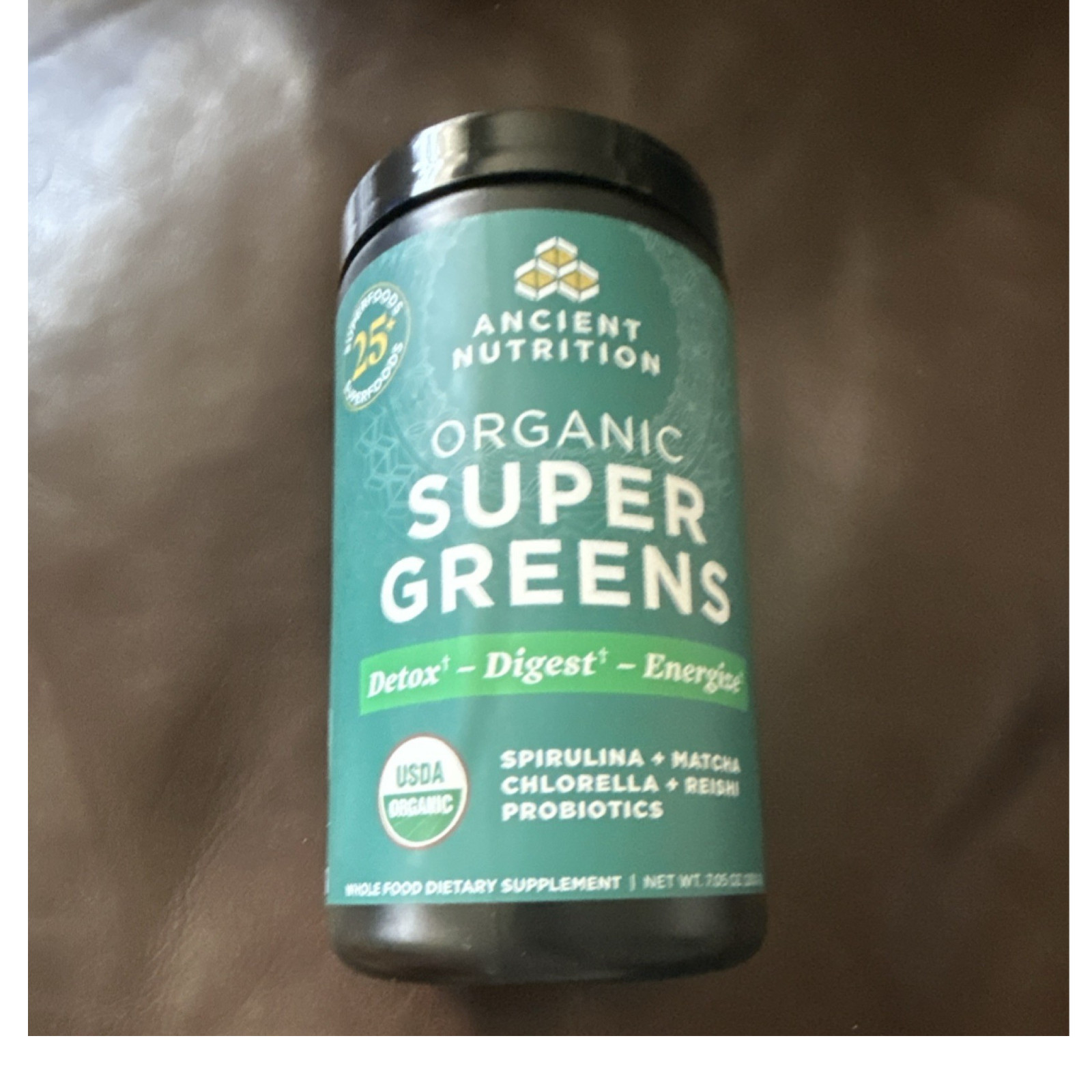 Ancient Nutrition Organic Super Greens Powder Spirulina Matcha Reishi 7.05 oz