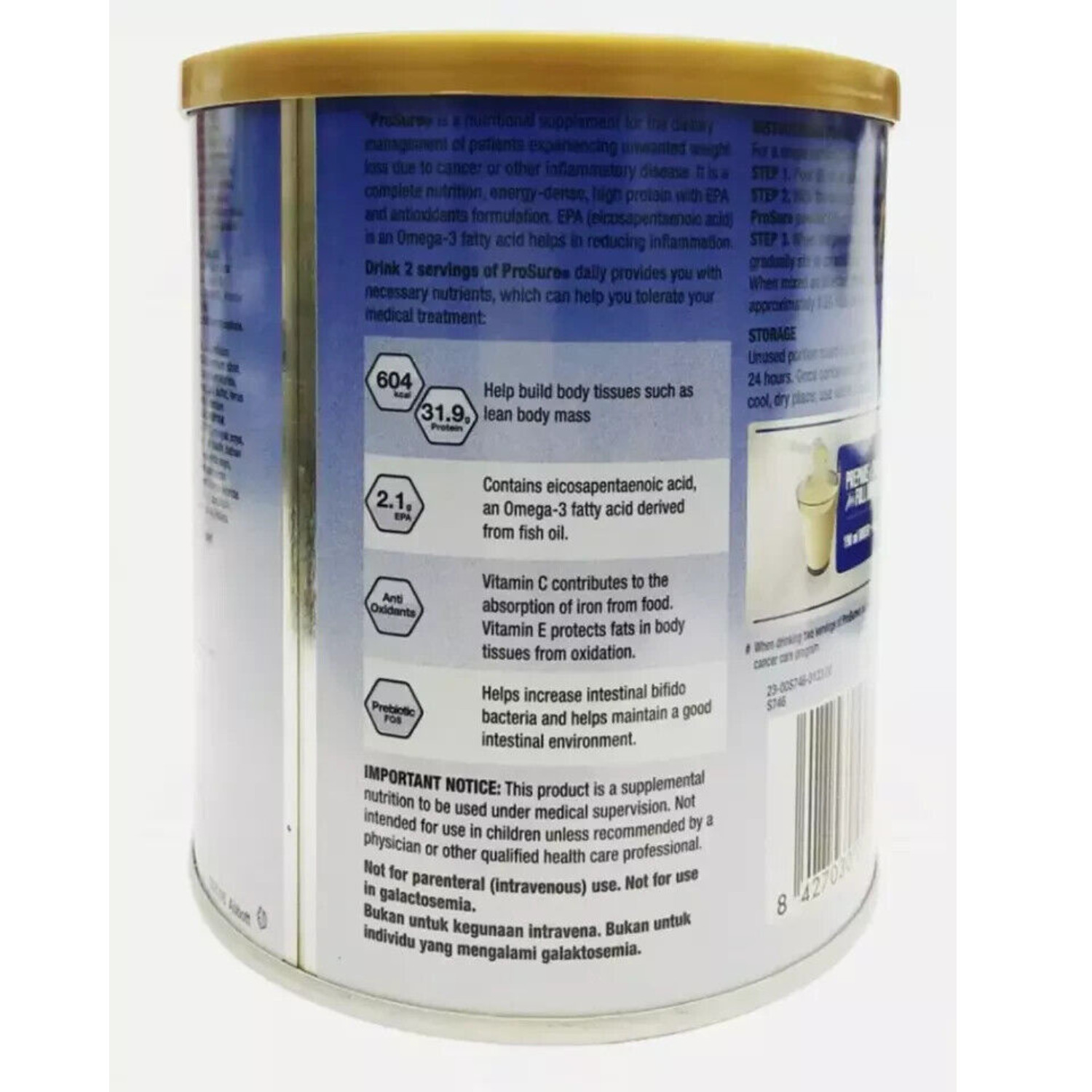 2X 380g Abbott Pro Sure Milk Improve Appetite High Protein Prebiotic EPA Vanilla