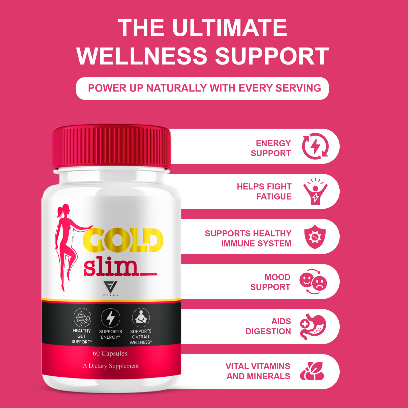 (5 Pack) Gold Slim Keto Supplement, GoldSlim Wellness Support (300 Capsules)